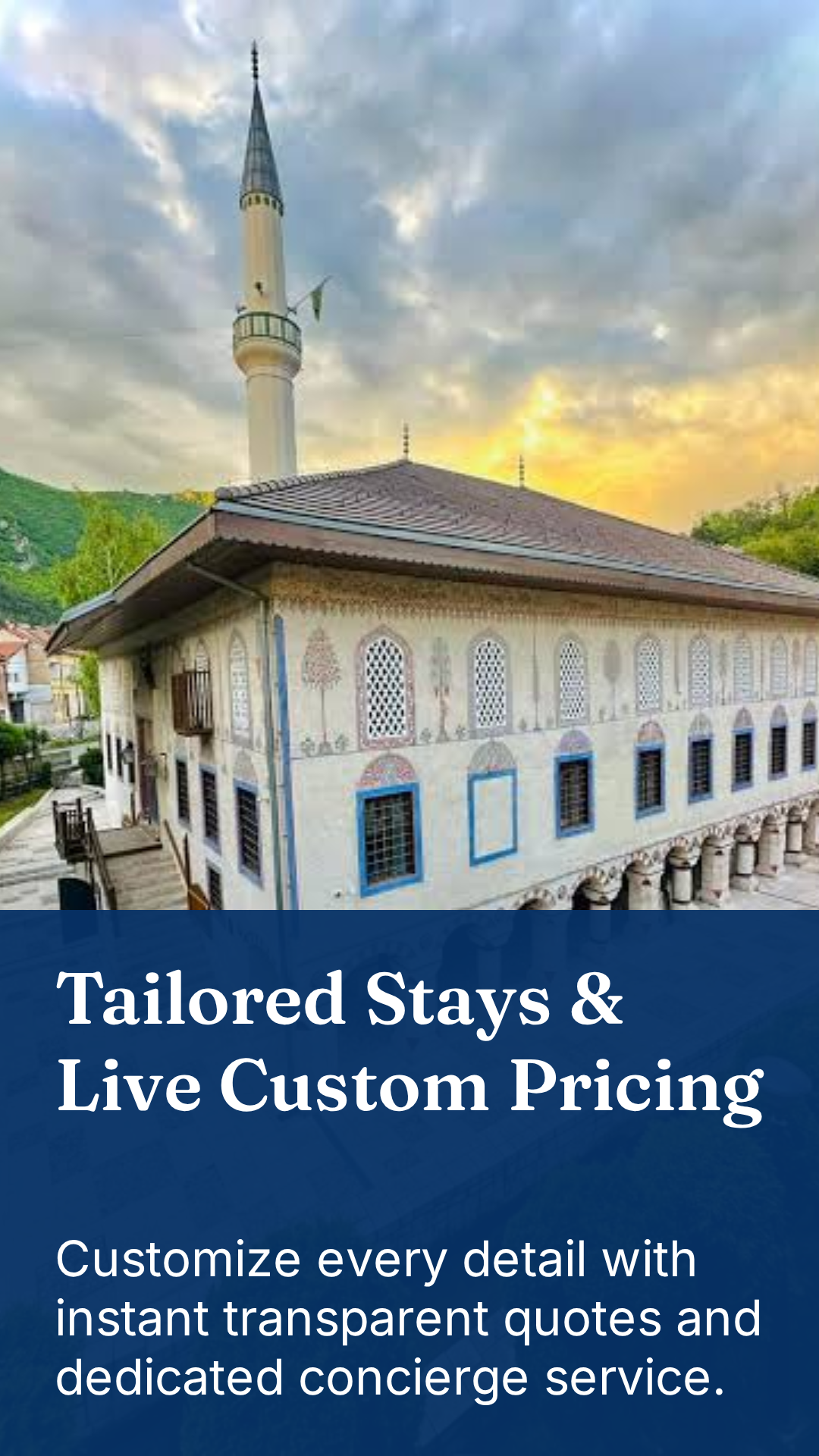 Decorated Bosnian mosque introducing tailored stays