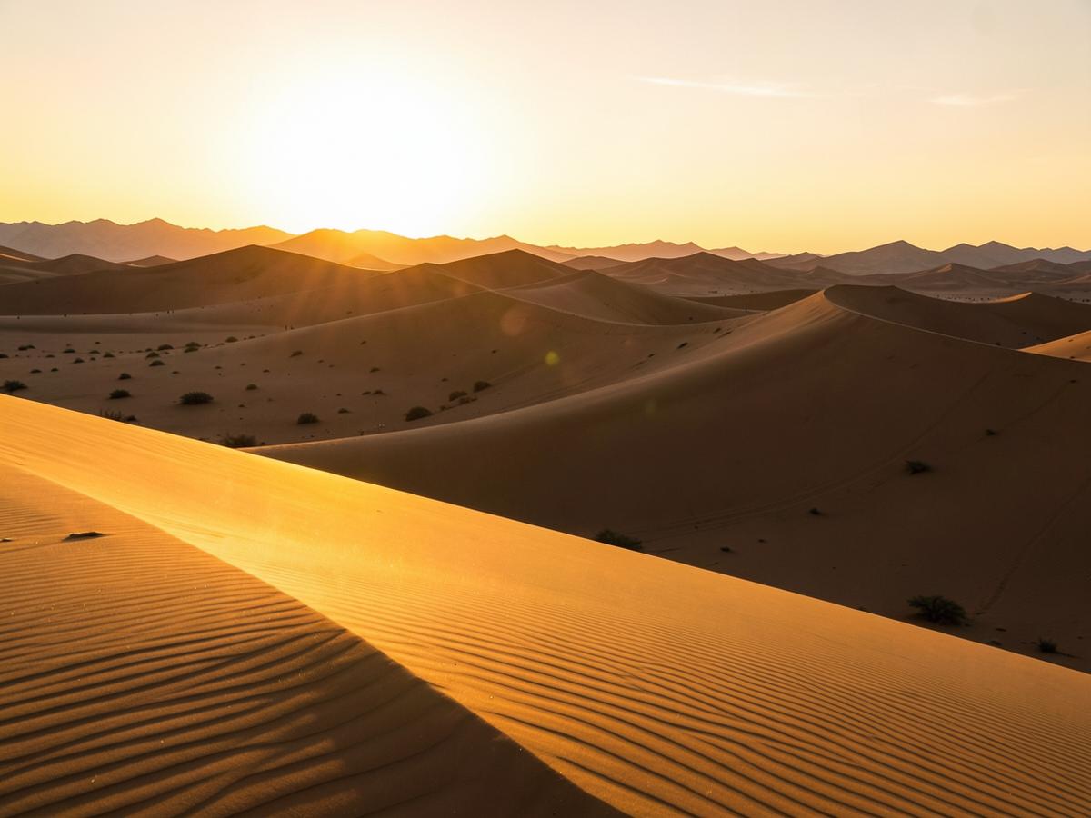 Sahara dunes at sunset near Merzouga, Morocco